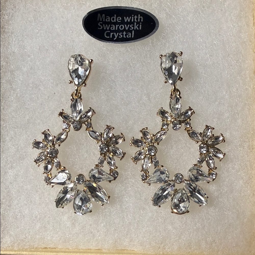 Crystal Gold Floral Earrings